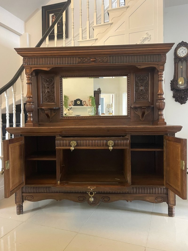 Outstanding Quality Antique Victorian Carved Oak Sideboard - Image 2